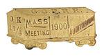 McKINLEY "MASS MEETING" BOX CAR FIGURAL PIN.