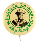 "SKY KING SAFETY IS NO ACCIDENT" EARLY BUTTON FROM HAKE COLLECTION & CPB.