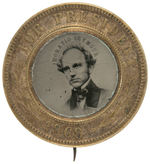 “HORATIO SEYMOUR FOR PRESIDENT 1868” BRASS SHELL FERROTYPE WITH REVERSE PIN.