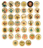 AMERICAN PEPSIN GUM COLLECTION OF CIRCA 1898 ORGANIZATION BUTTONS FROM THE LEVIN COLLECTION.