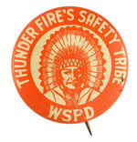 "THUNDER FIRE'S SAFETY TRIBE/WSPD" BUTTON FROM THE HAKE COLLECTION