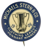 “CLOTHING LEAGUE PENNANT WINNERS” BASEBALL BUTTON FROM HAKE COLLECTION AND CPB.