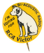 “RCA VICTOR” NIPPER DOG RADIO PROMO BUTTON FROM HAKE COLLECTION AND CPB.