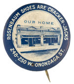 ROSENBAUM SHOES ARE CRACKER-JACKS AD BUTTON REFERENCING FAMOUS PRODUCT FROM HAKE COLLECTION AND CPB.