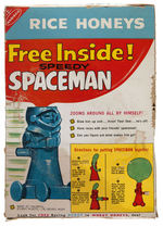 NABISCO "RICE HONEYS" CEREAL BOX WITH "SPEEDY SPACEMAN" PREMIUMS.