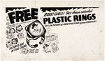 KELLOGG'S "PLASTIC RINGS" ORIGINAL ART PROTOTYPE SIGN.