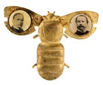 McKINLEY AND HOBART CLASSIC 1896 MECHANICAL GOLDBUG PIN.