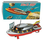 "SPACE SHIP WITH MOVING RADAR" BOXED WIND-UP.
