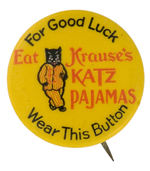 “KATZ PAJAMAS” HAKE COLLECTION BUTTON PICTURING BLACK CAT IN PJ’s.