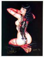 BETTIE PAGE “CAT AND MOUSE” LITHO SIGNED BY PAGE AND ARTIST OLIVIA.