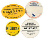 "REPUBLICAN" FOUR LARGE AND EARLY STATE CONVENTION BUTTONS 1920-1938