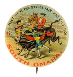 “SOUTH OMAHA” BULL FIGHTING THEME STREET FAIR FROM HAKE COLLECTION.