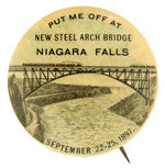 NIAGARA FALLS” EARLIEST DATED BUTTON WE KNOW OF FROM HAKE COLLECTION & CPB.