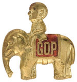 SUPERB CONDITION McKINLEY ON "GOP" ELEPHANT BRASS SHELL PIN.