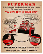 "SUPERMAN IN ACTION COMICS" 1939 PROMOTIONAL FLIER FOR NEWSSTANDS.