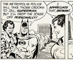 "THE WORLD'S GREATEST SUPERHEROES PRESENT SUPERMAN" DAILY STRIP ORIGINAL ART WITH BATMAN & JOKER.