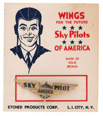 RARE CARDED "SKY PILOT SERVE AMERICA" WINGS BADGE ON ORIGINAL CARD.