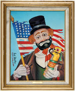 RED SKELTON SIGNED "OLD GLORY" CLOWN PAINTING PRINT.