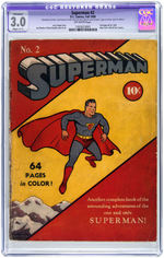 "SUPERMAN" #2 FALL 1939 CGC RESTORED APPARENT 3.0 SLIGHT (C-1) GOOD/VG.
