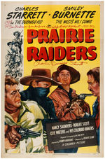 CHARLES "DURANGO" STARRETT SIGNED "PRAIRIE RAIDERS" MOVIE POSTER.