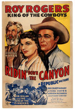 ROY ROGERS SIGNED "RIDIN' DOWN THE CANYON" SIGNED MOVIE POSTER.