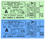 “RAY CHARLES & ORCHESTRA” 1960 UNUSED CONCERT TICKET PAIR.