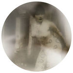 WHITE METAL RING WITH STANHOPE IMAGE OF NUDE WOMAN.