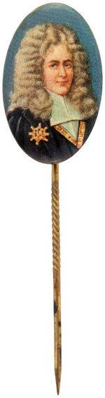 BEAUTIFUL COLOR STICK PIN SHOWING LOUIS PONTCHARTRAIN PROBABLY ISSUED BY DETROIT HOTEL.