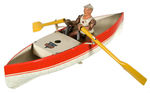 "ARNOLD" TIN WIND-UP BOAT WITH COMPOSITION ROWER.