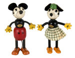 "MICKEY MOUSE" / "MINNIE MOUSE" RARE MEDIUM SIZE FUN-E-FLEX WOODEN FIGURES.