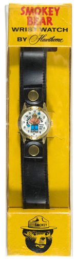 “SMOKEY BEAR WRIST WATCH BY HAWTHORNE” BOXED.