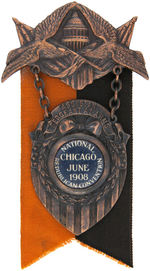 “NATIONAL REPUBLICAN CONVENTION CHICAGO JUNE 1908” LARGE BADGE.