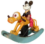 MICKEY MOUSE AS COWBOY ON PLUTO CELLULOID WIND-UP TOY.