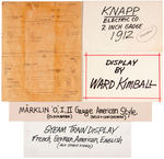 DISNEY LEGEND WARD KIMBALL PERSONALLY HAND LETTERED SIGNS FOR TOY AND TRAIN SHOW AT HIS HOUSE.