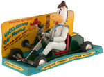 QUICK DRAW McGRAW "HUCKLEBERRY GO-MOBILE" TIN RACER IN ORIGINAL DISPLAY BOX.