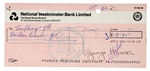 GEORGE HARRISON SIGNED CHECK.