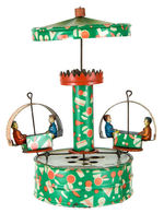 LOOPING MUSICAL CARNIVAL RIDE WITH UMBRELLA WIND-UP.