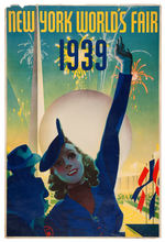 "NEW YORK WORLD'S FAIR 1939" POSTER WITH TOUR GUIDE.