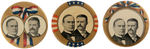 McKINLEY AND ROOSEVELT THREE LARGE JUGATE BUTTONS.