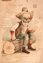 "ANTIKAMNIA" 1898 SKELETON CALENDAR PLUS "KILALL" ROACH POWDER  CONTAINER.