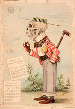 "ANTIKAMNIA" 1898 SKELETON CALENDAR PLUS "KILALL" ROACH POWDER  CONTAINER.