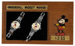 "INGERSOLL MICKEY MOUSE" EXTREMELY RARE DISPLAY WITH TWO WATCHES.