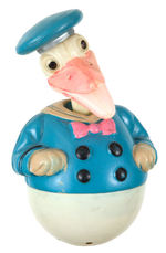 LARGE FIGURAL LONG-BILLED DONALD DUCK CELLULOID ROLY POLY.