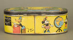 CHARMING MID-1930s DANISH TIN W/MULTIPLE SCENES OF MICKEY, MINNIE AND PLUTO.