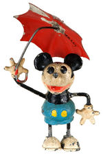 "MICKEY MOUSE" WITH UMBRELLA GERMAN METAL FIGURE.