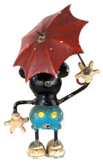 "MICKEY MOUSE" WITH UMBRELLA GERMAN METAL FIGURE.