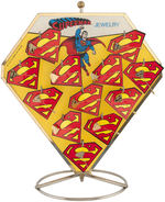 "SUPERMAN JEWELRY" SPINNING DISPLAY RACK & CARDED JEWELRY WITH SIGNATURES.