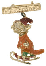 “ICE CAPADES” LARGE METAL PIN OF DOPEY ON ICE SKATES.