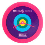 "PETER MAX" DESIGNED BUTTON ADVERTISING "GENERAL ELECTRIC" CLOCKS.