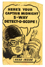 CAPTAIN MIDNIGHT "DETECT-O-SCOPE" PREMIUM WITH INSTRUCTIONS AND MAILER.